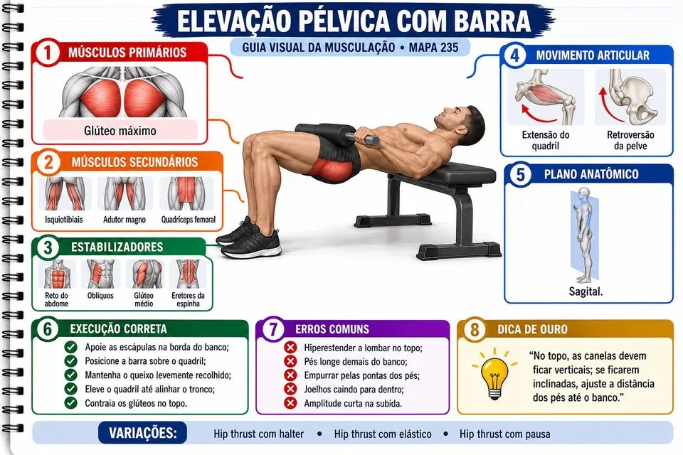 Mapa: Elevação pélvica com barra
