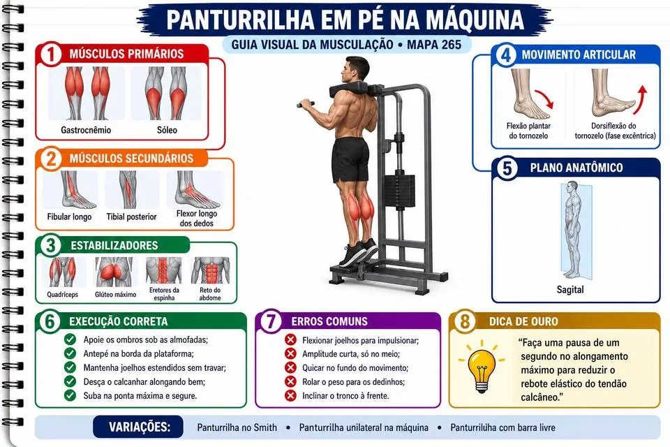 Mapa: Panturrilha em pé na máquina